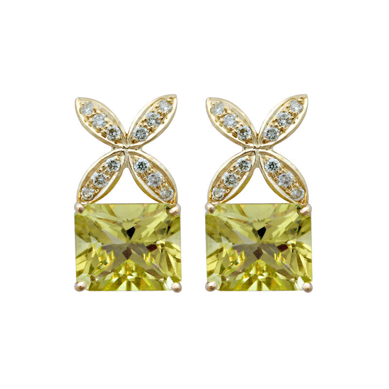 Earrings - Lemon Quartz and Diamond | Singhvi Jewels