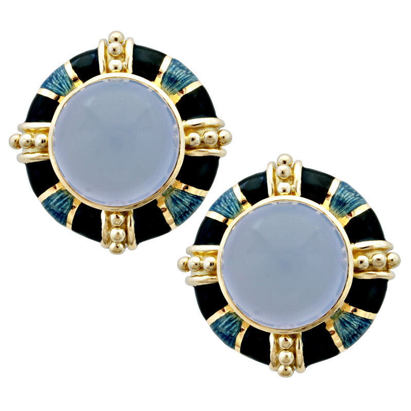 Earrings-Chalcedony (Enamel)