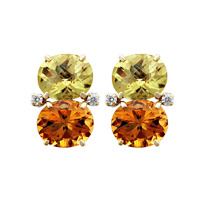 Earrings - Lemon Quartz, Citrine and Diamond | Singhvi Jewels