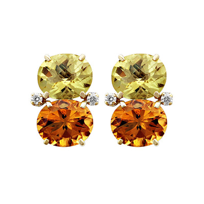 Earrings - Lemon Quartz, Citrine And Diamond