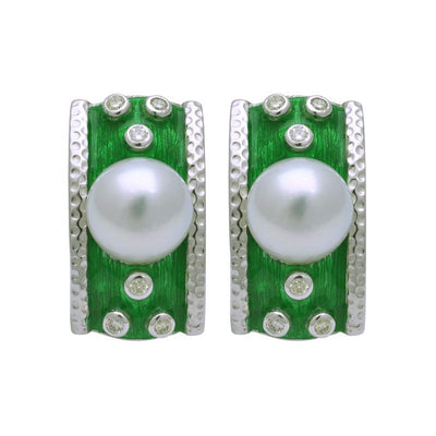 Earrings-South Sea Pearl and Diamond (Enamel)  (191ES)