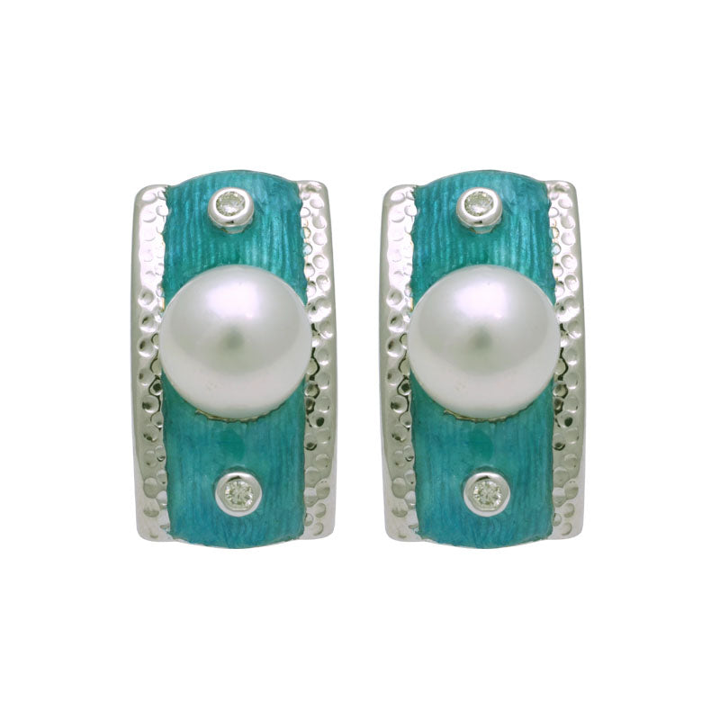 Earrings - South Sea Pearl and Diamond (Enamel) | Singhvi Jewels