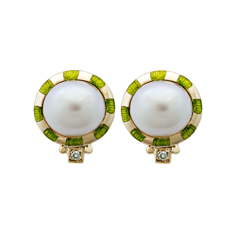 Earrings-Pearl and Diamond (Enamel)