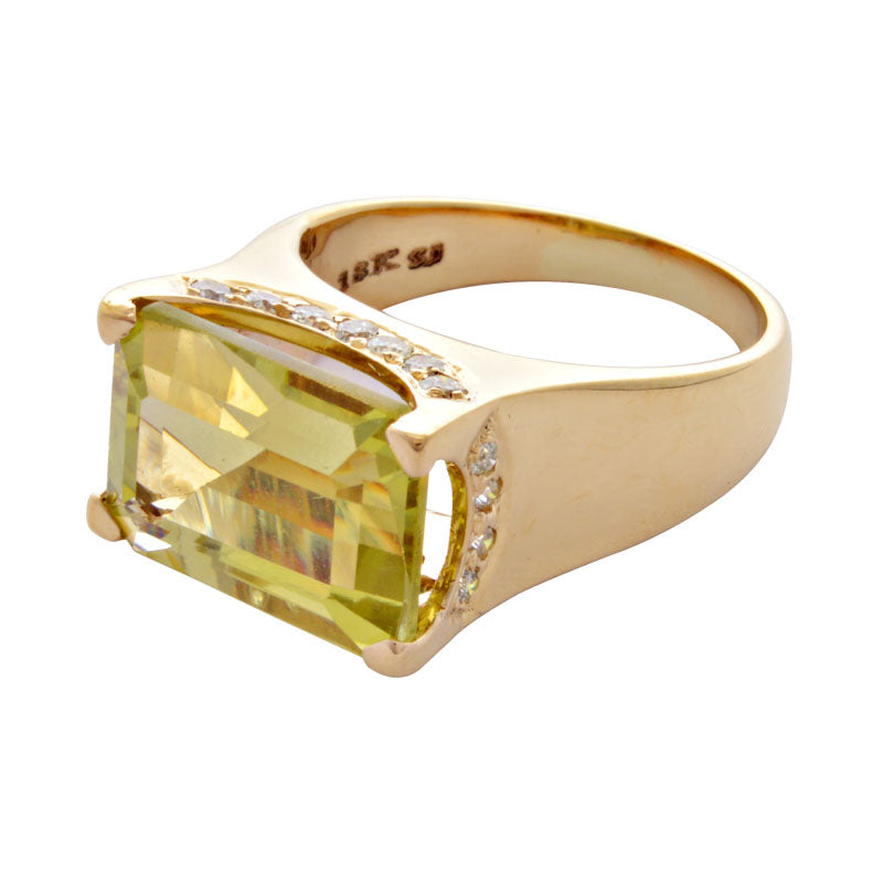 Ring-Lemon Quartz and Diamond | Singhvi Jewels