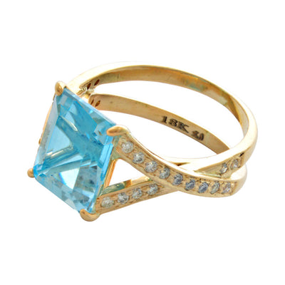 Ring - Blue Topaz And Diamond