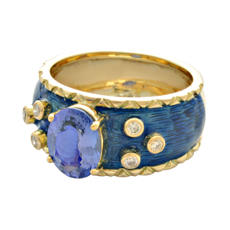 Ring-Tanzanite and Diamond (Enamel) | Singhvi Jewels