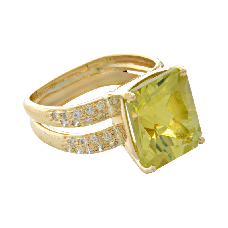 Ring - Lemon Quartz and Diamond | Singhvi Jewels