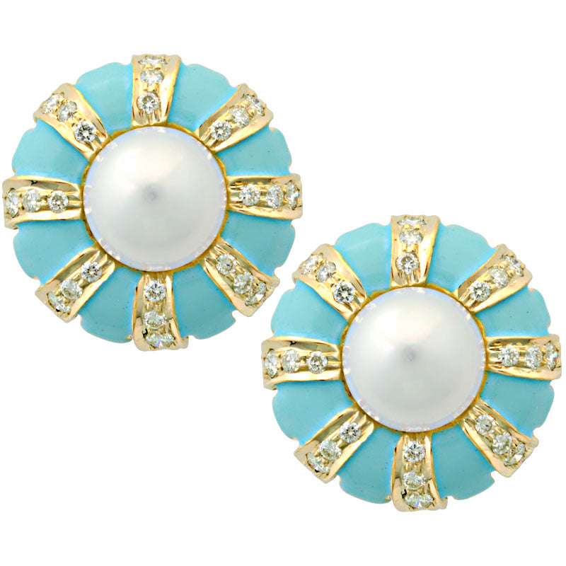 Earrings - Pearl and Diamond (Enamel) | Singhvi Jewels