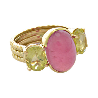 Ring - Rubellite And Lemon Quartz