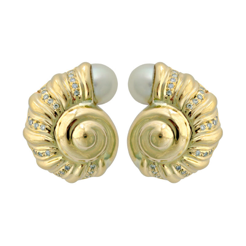 Earrings-Pearl and Diamond