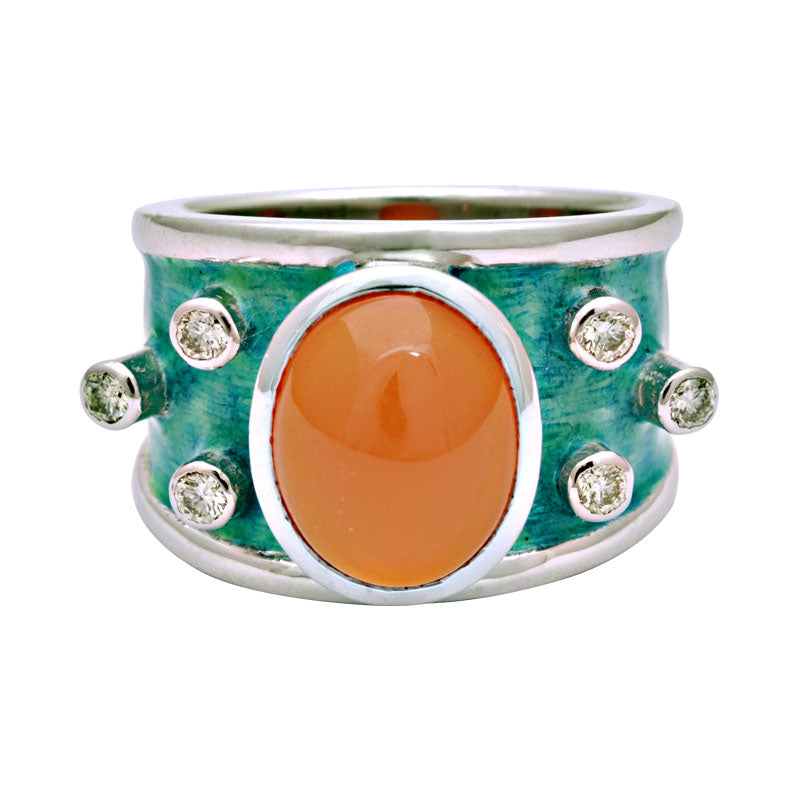 Ring - Cornelian and Diamond (Enamel) | Singhvi Jewels