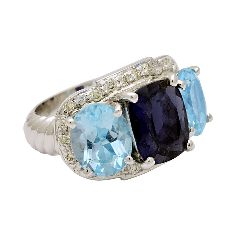 Ring-Iolite, Blue Topaz and Diamond