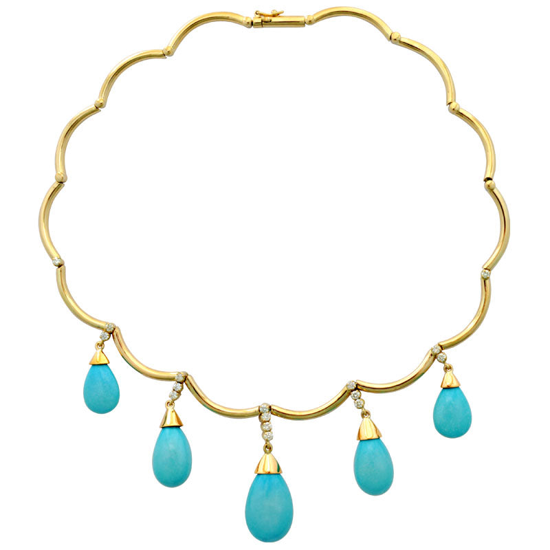 Necklace - Turquoise and Diamond | Singhvi Jewels