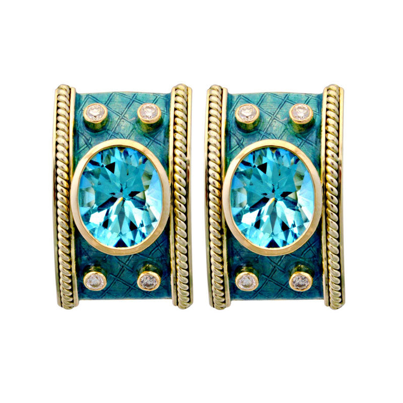 Earrings - Blue Topaz and Diamond (Enamel) | Singhvi Jewels