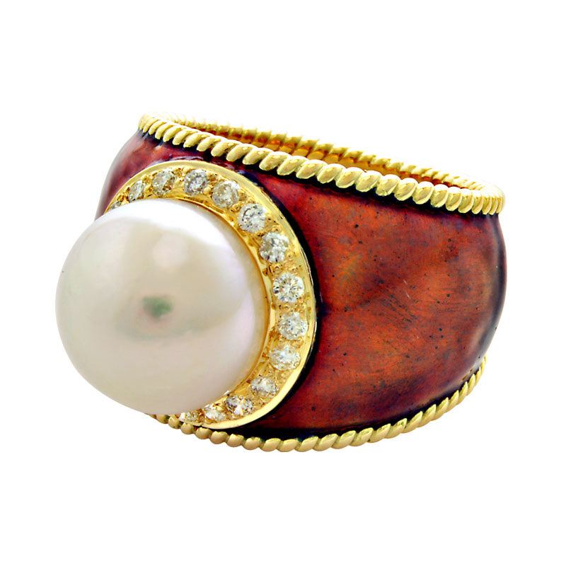 Ring - Pearl and Diamond (Enamel) | Singhvi Jewels
