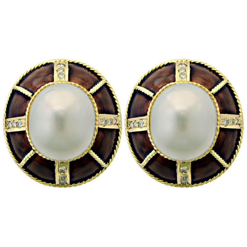 Earrings - Pearl and Diamond (Enamel) | Singhvi Jewels