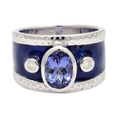 Ring-Tanzanite and Diamond (Enamel)  (193BS)