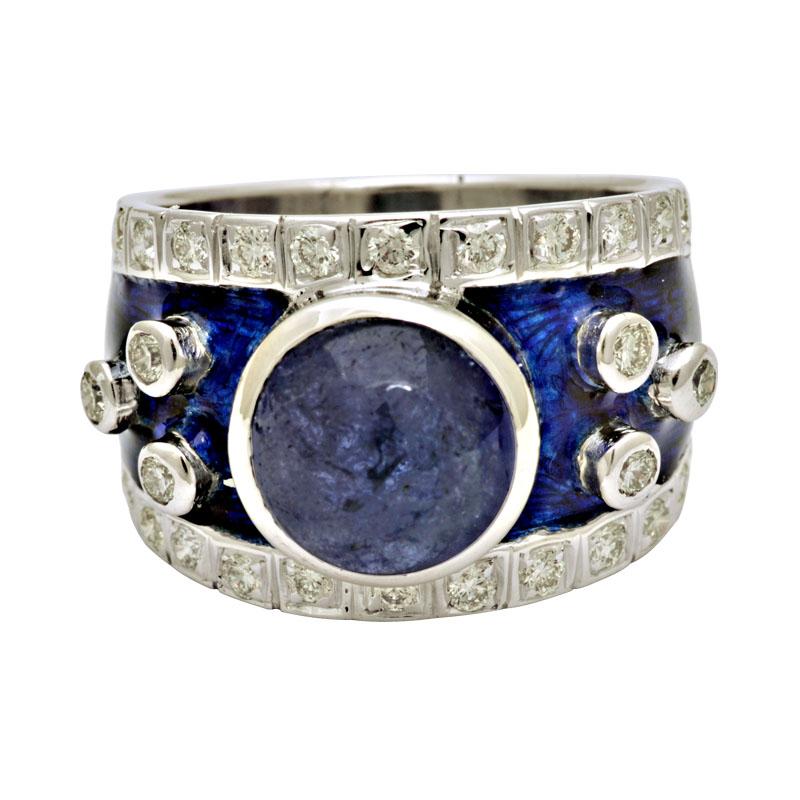 Ring-Tanzanite and Diamond (Enamel) (193CS) | Singhvi Jewels