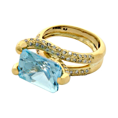Ring - Blue Topaz And Diamond