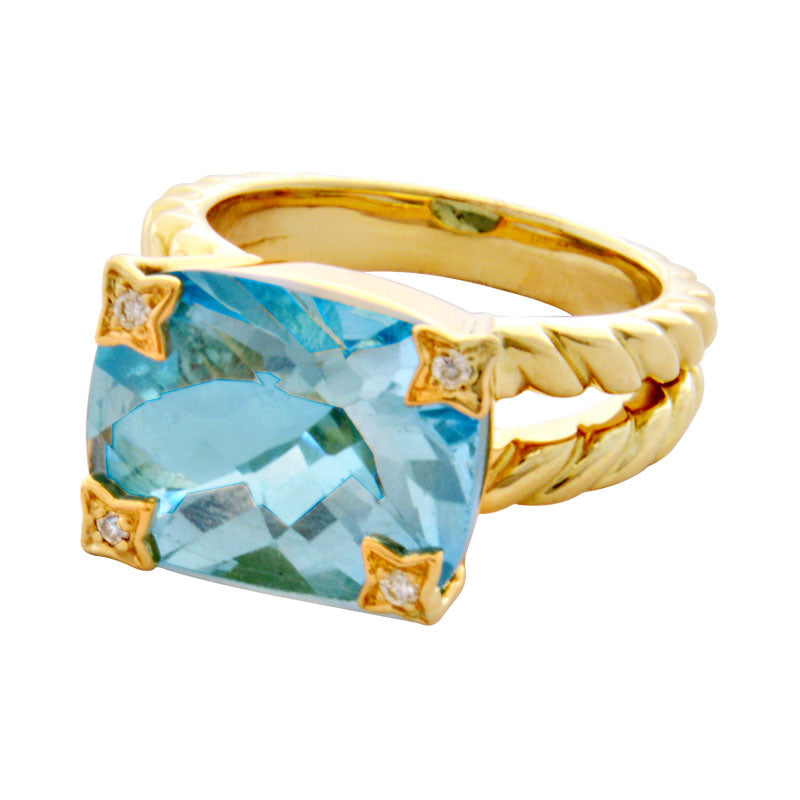 Ring - Blue Topaz and Diamond | Singhvi Jewels