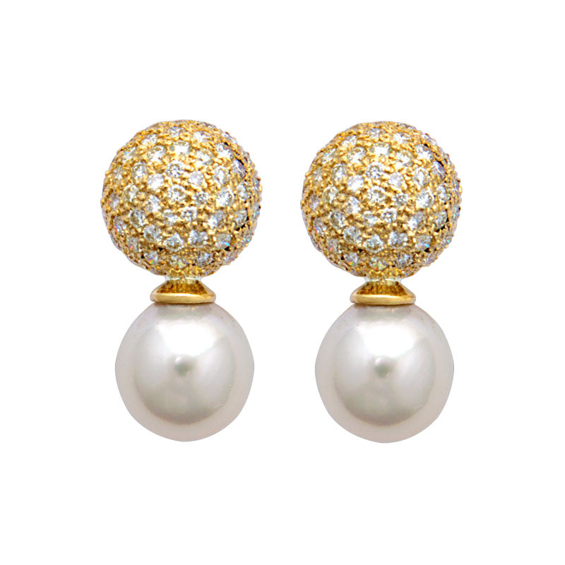 Earrings-Pearl and Diamond