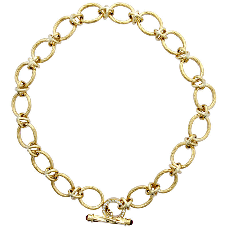 Toggle Necklace - Rubellite and Diamond | Singhvi Jewels