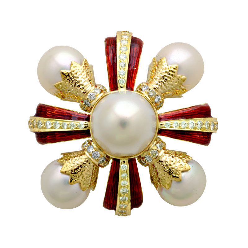 Brooch - South Sea Pearl and Diamond (Enamel) | Singhvi Jewels