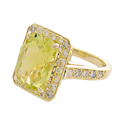 Ring - Lemon Quartz and Diamond