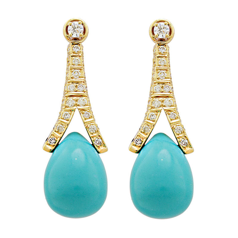 Earrings-Turquoise and Diamond