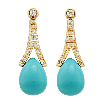 Earrings - Turquoise And Diamond