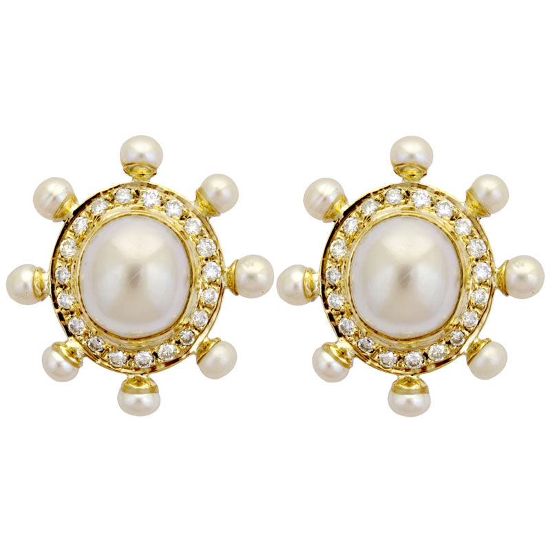 Earrings - Fresh Water Pearl, South Sea Pearl and Diamond | Singhvi Jewels