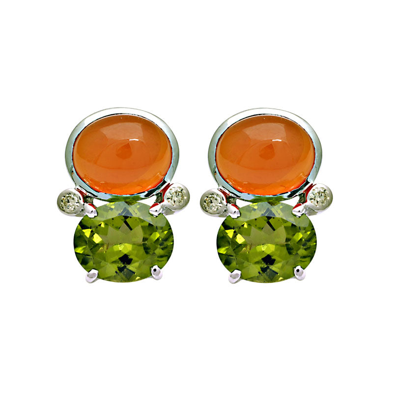 Earrings-Peridot, Cornelian and Diamond | Singhvi Jewels