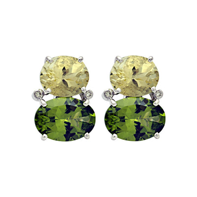 Earrings - Lemon Quartz, Peridot And Diamond
