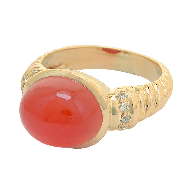 Ring - Cornelian and Diamond | Singhvi Jewels