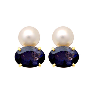 Earrings - Iolite And South Sea Pearl