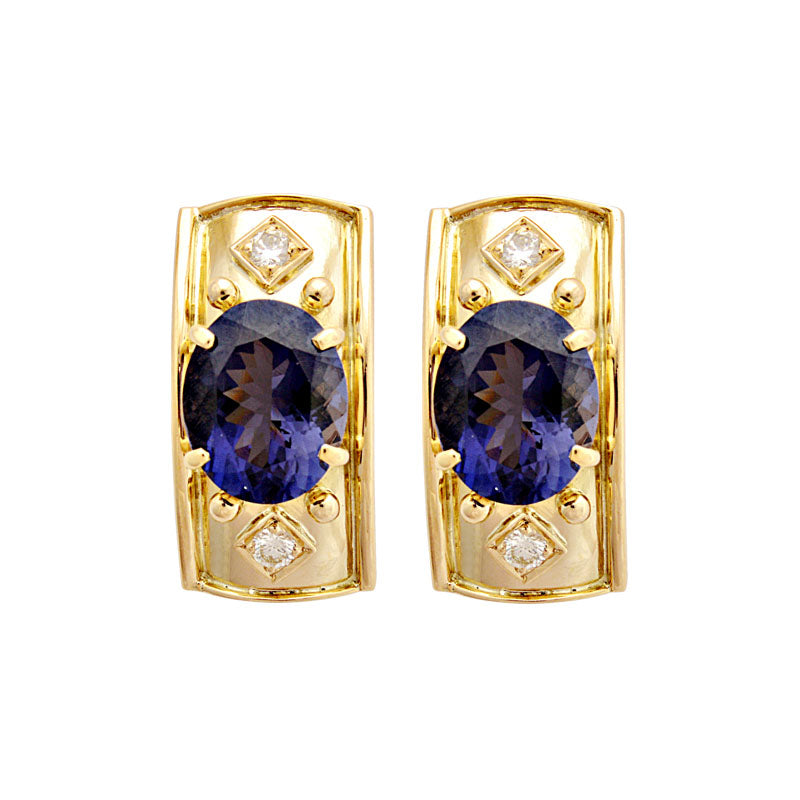 Earrings - Iolite and Diamond | Singhvi Jewels