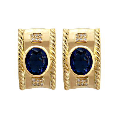 Earrings - Iolite And Diamond