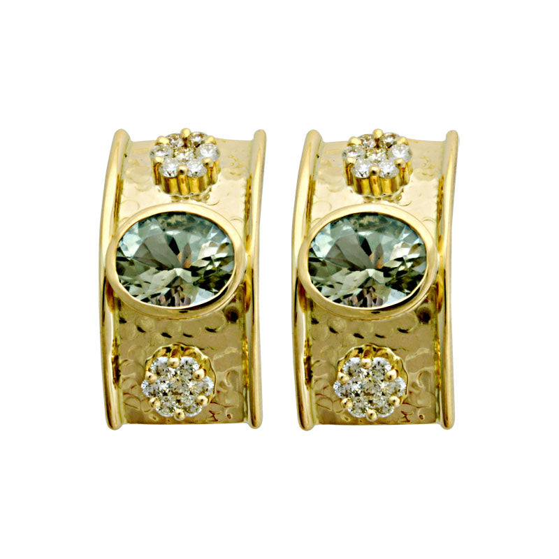 Earrings - Green Quartz and Diamond | Singhvi Jewels