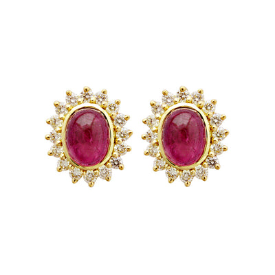 Earrings - Rubellite And Diamond