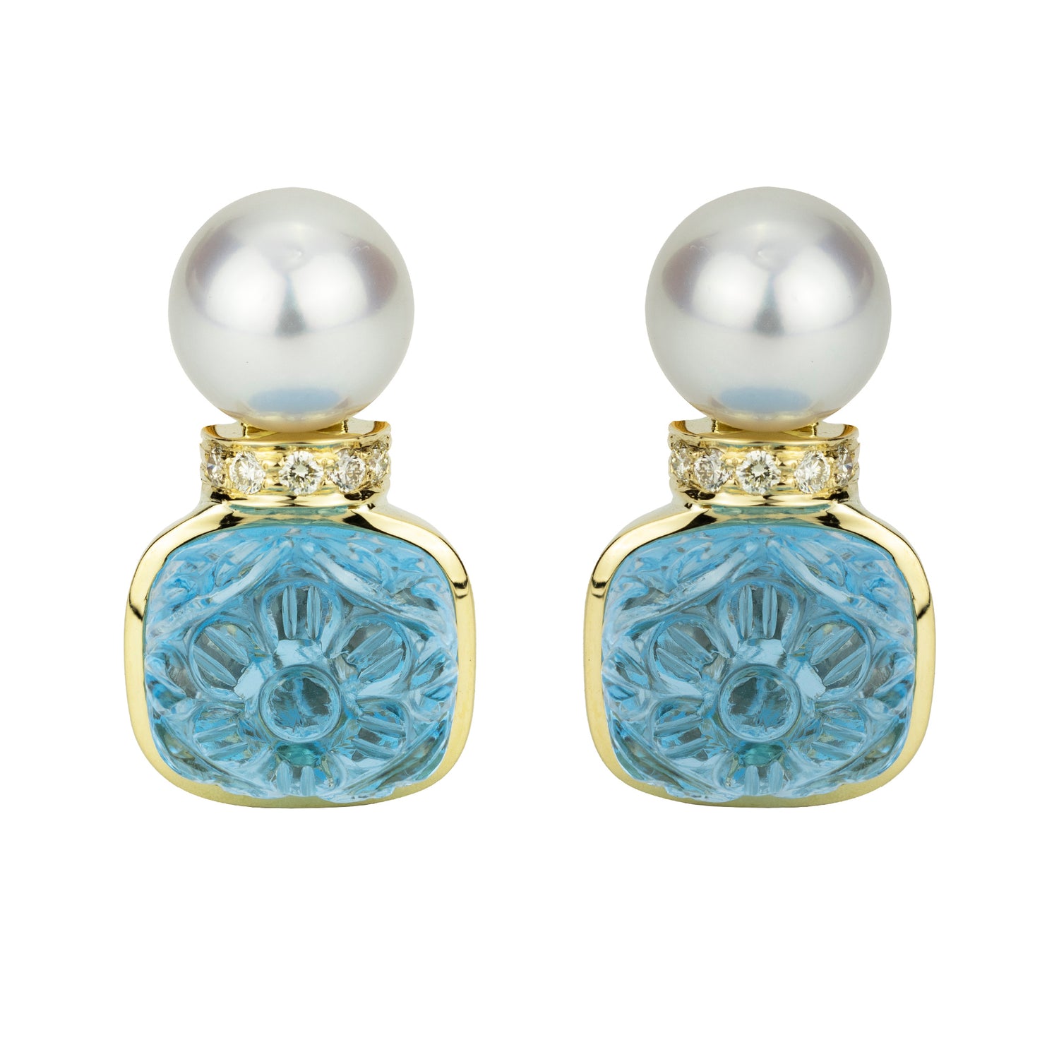 Repair - Earrings - Blue Topaz, South Sea Pearl And Diamond (2280L) | Singhvi Jewels