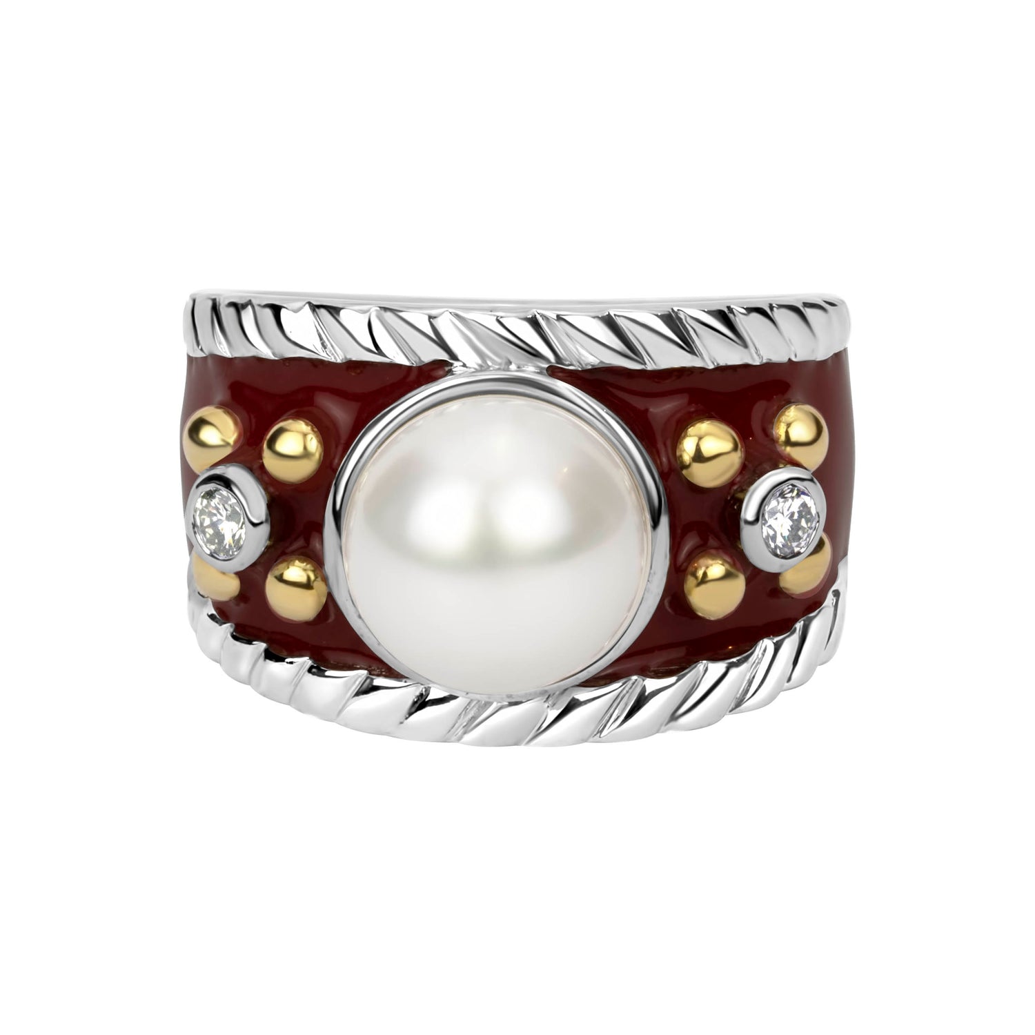 Ring - Pearl And Diamond (enamel) | Singhvi Jewels