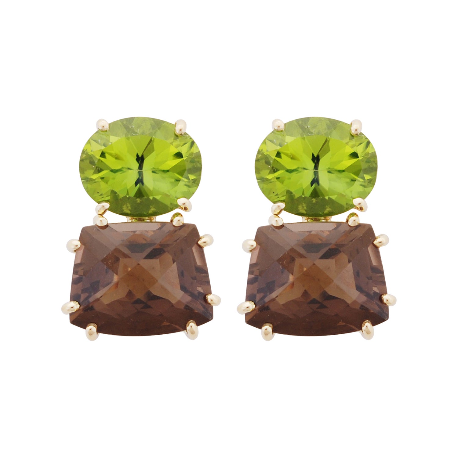 Earrings- Peridot And Smokey Quartz | Singhvi Jewels