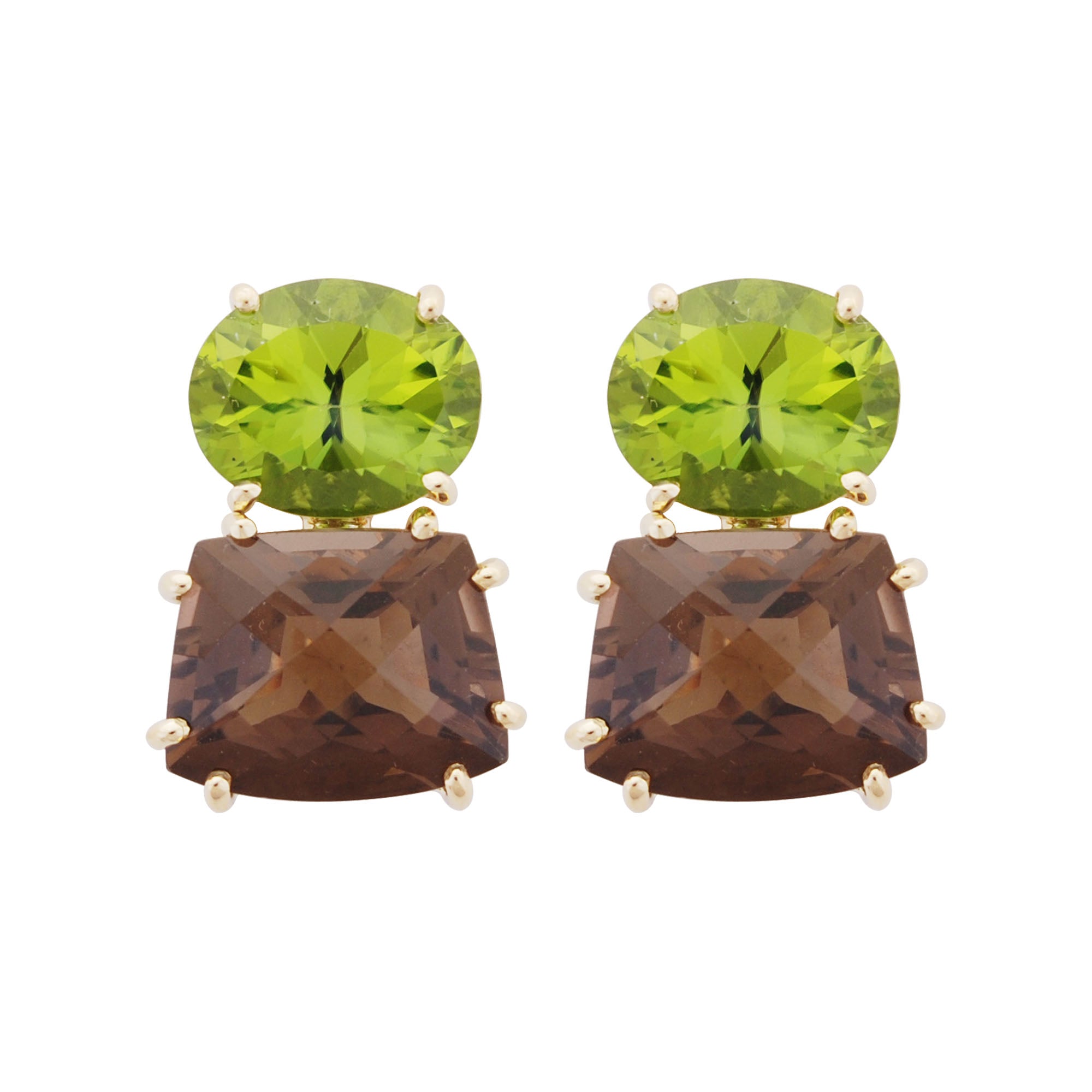 Earrings- Peridot And Smokey Quartz (1848H) | Singhvi Jewels