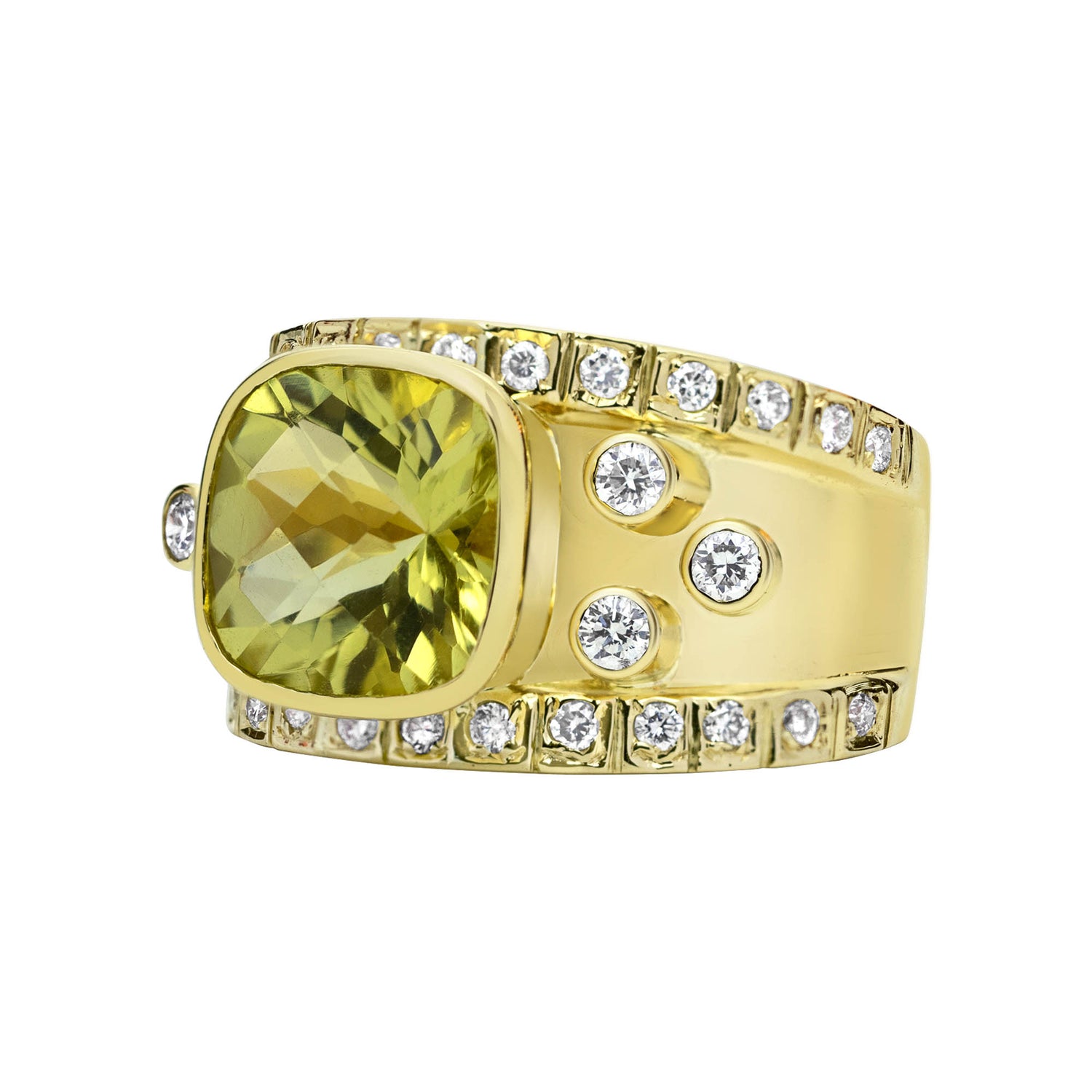 Ring - Lemon Quartz And Diamond (2317A) | Singhvi Jewels