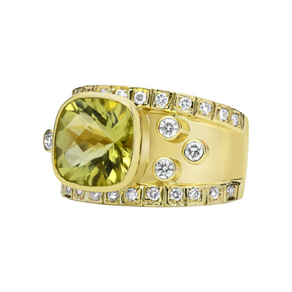 Ring - Lemon Quartz And Diamond (2317A) | Singhvi Jewels