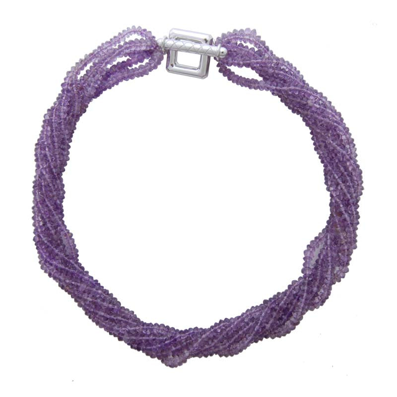 Neckbeads- Amethyst with Silver Toggle