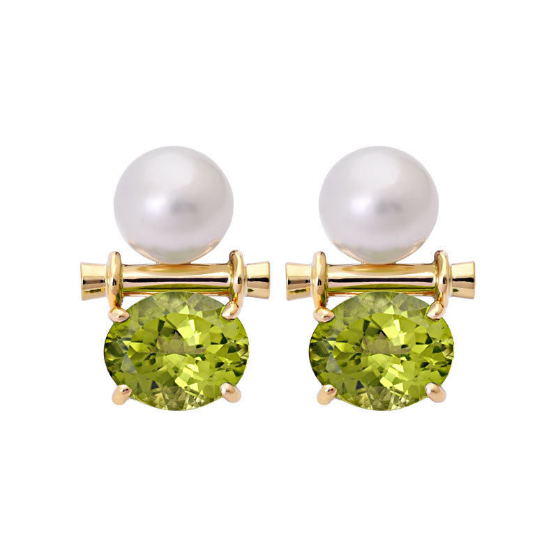 Earrings - Peridot and South Sea Pearl | Singhvi Jewels
