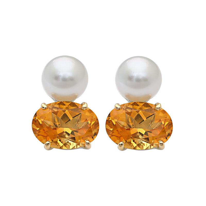 Earrings- Citrine and South Sea Pearl
