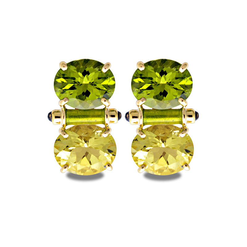 Earrings - Iolite, Lemon Quartz and Peridot (Enamel) | Singhvi Jewels