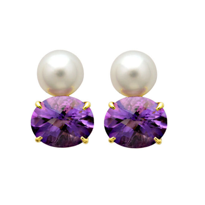 Earrings - Amethyst and South Sea Pearl | Singhvi Jewels